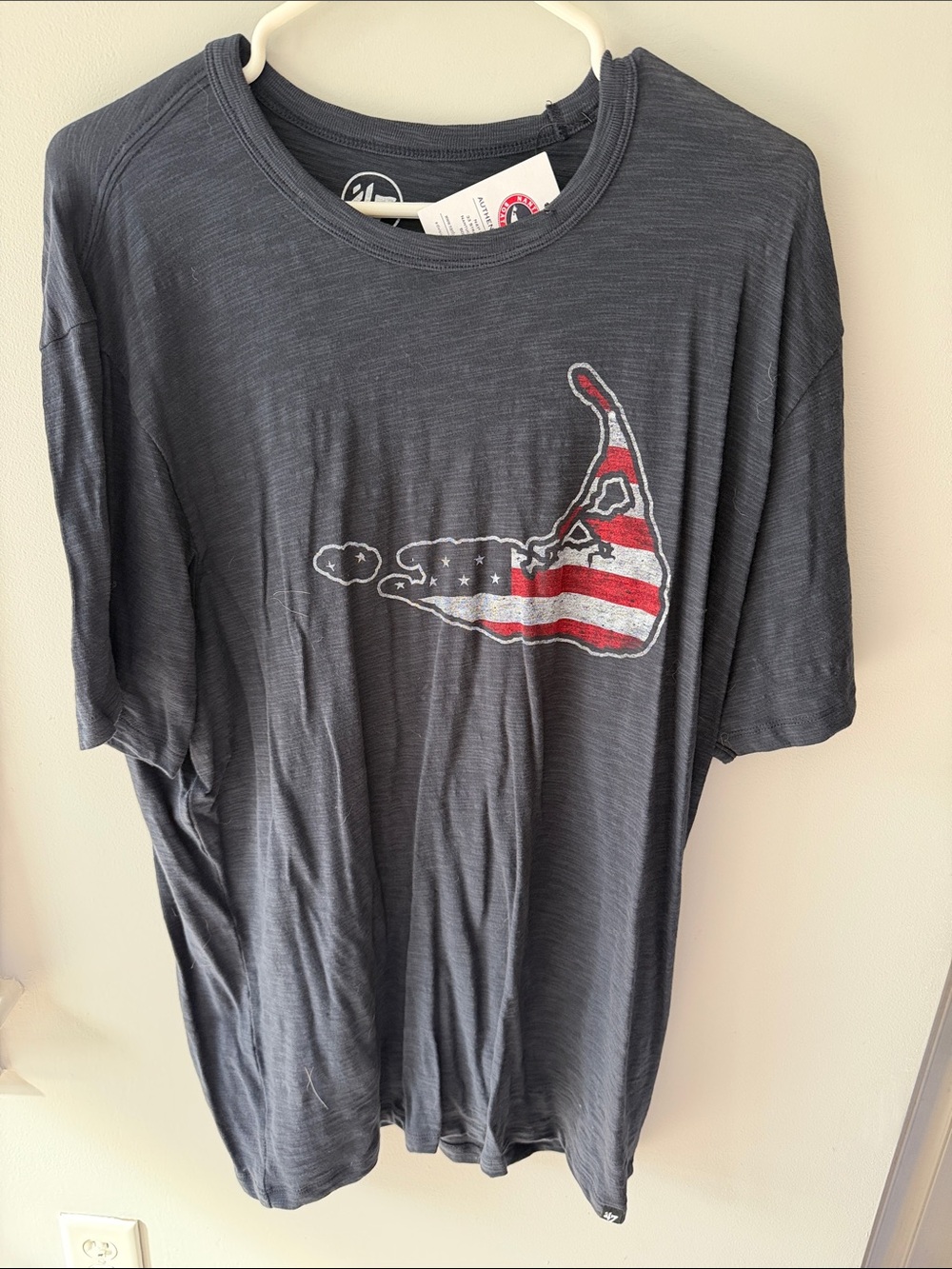 47 Brand Navy Tee Nantucket Island with Red & White Flag Accent